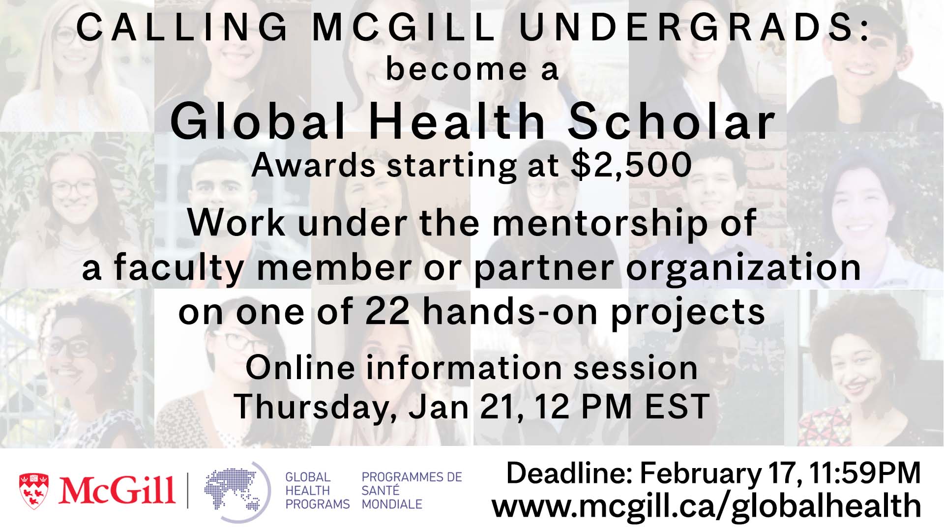 Global Health Scholars- Undergraduate Program Info Session