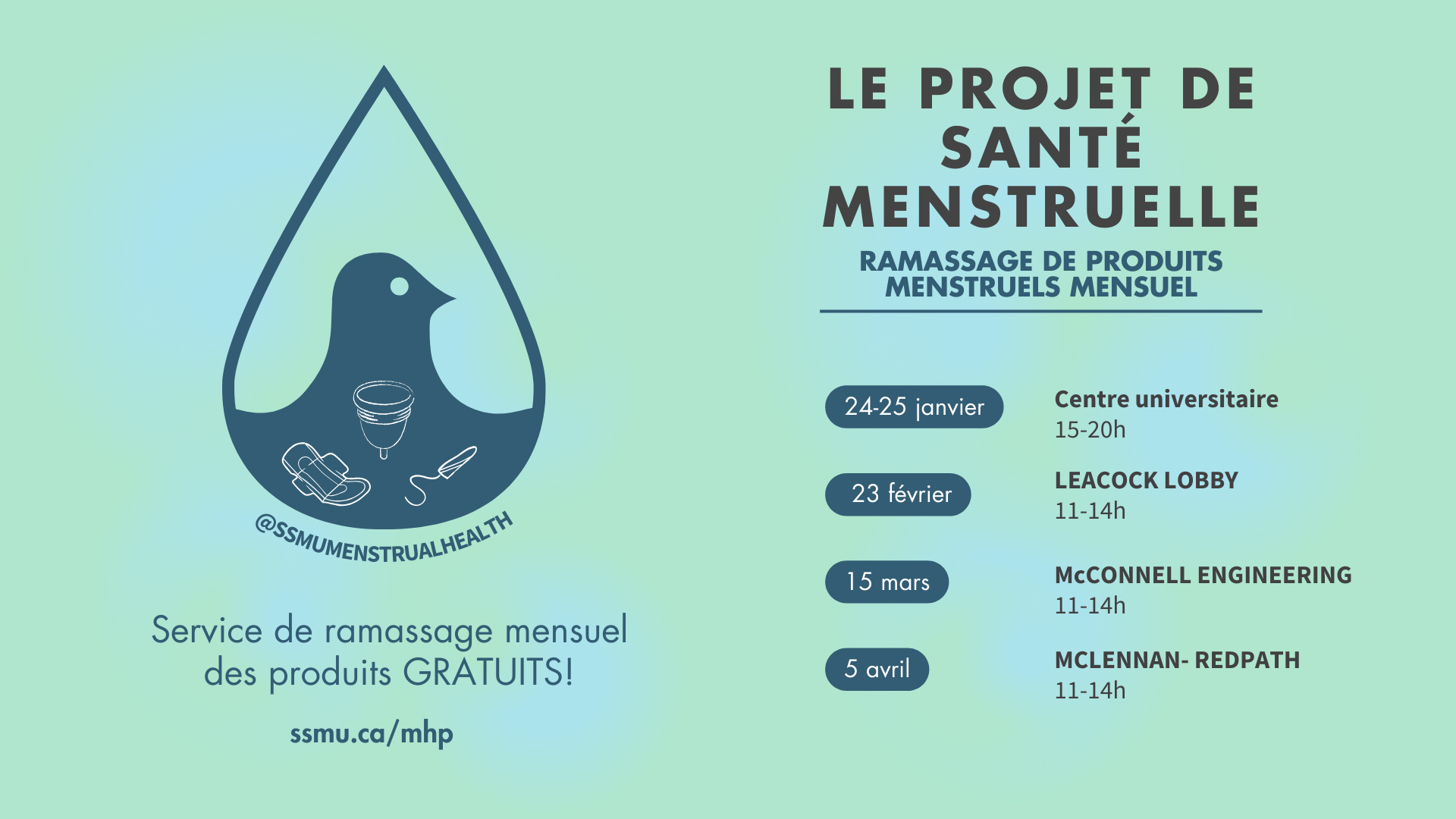Ramassage de produits menstruels mensuel