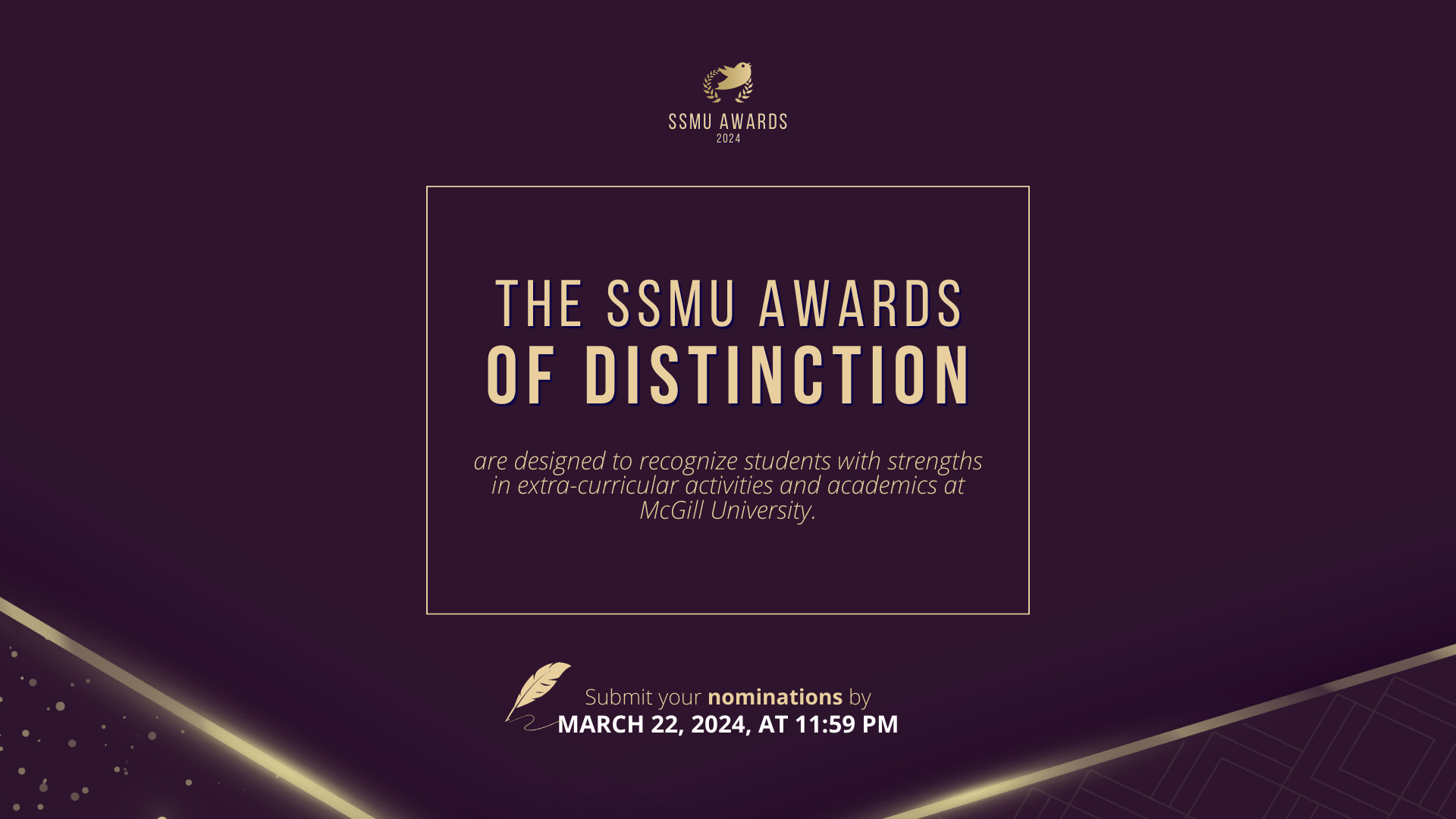 SSMU AWARDS OF DISTINCTION submissions 2024