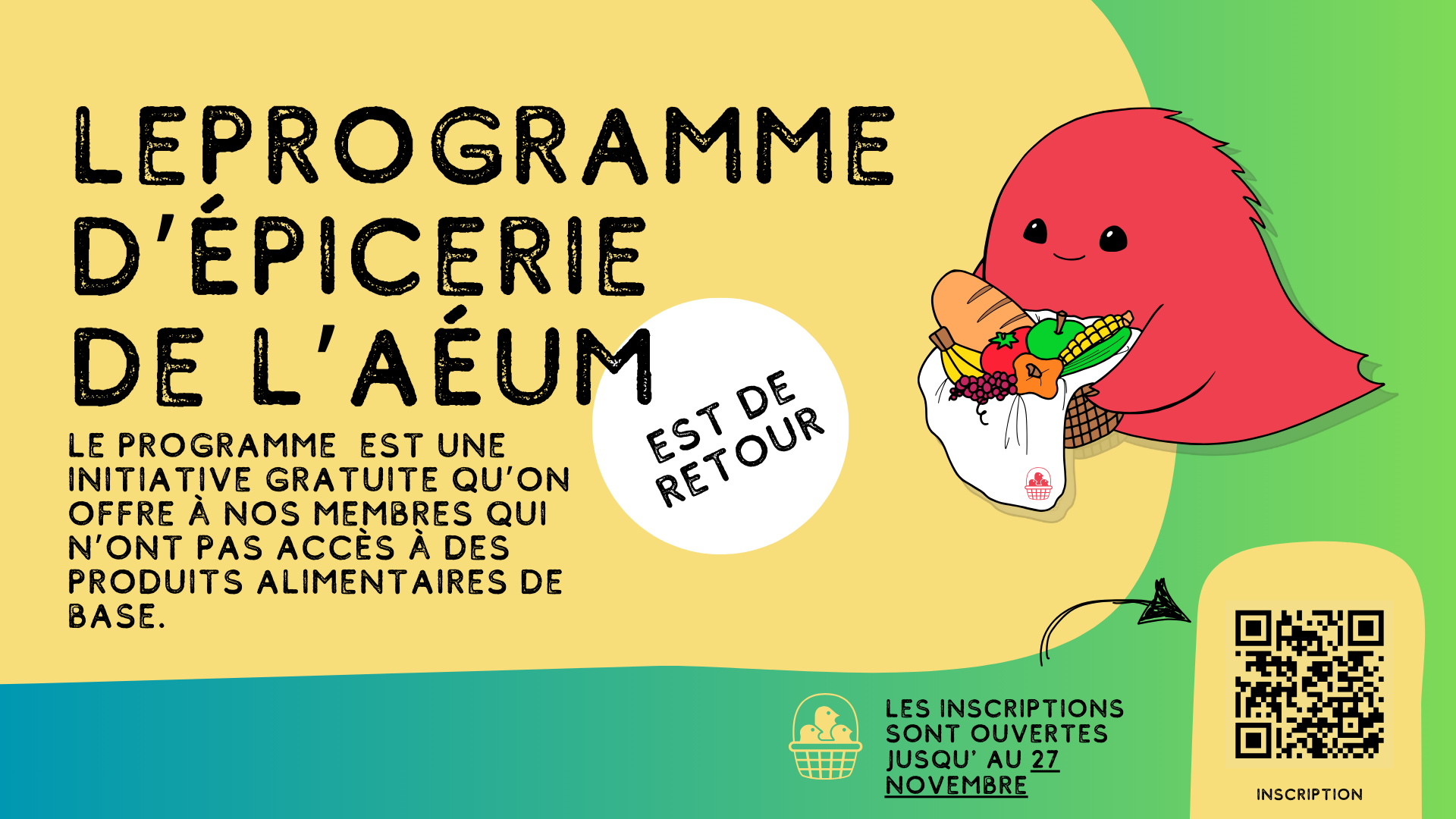 🛒 L’INSCRIPTION POUR LE PROGRAMME D’ÉPICERIE DE L’AÉUM EST OUVERTE !! 🛒⁠