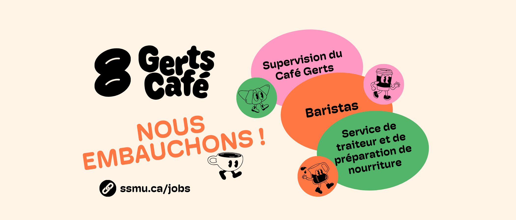 Le Café Gerts sera bientôt de retour et nous sommes à la recherche de nouveau personnel étudiant !