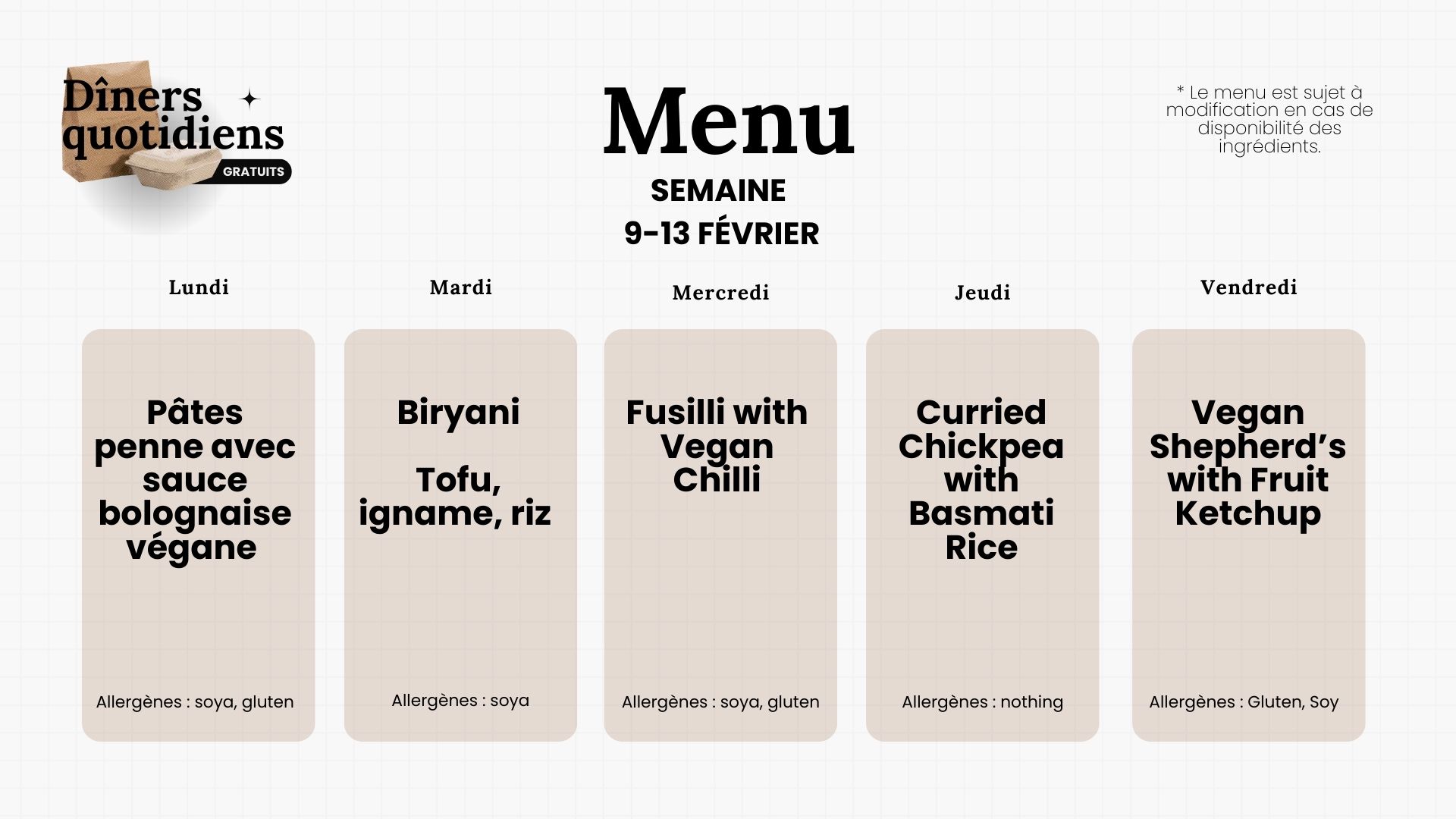 Programme de repas gratuits