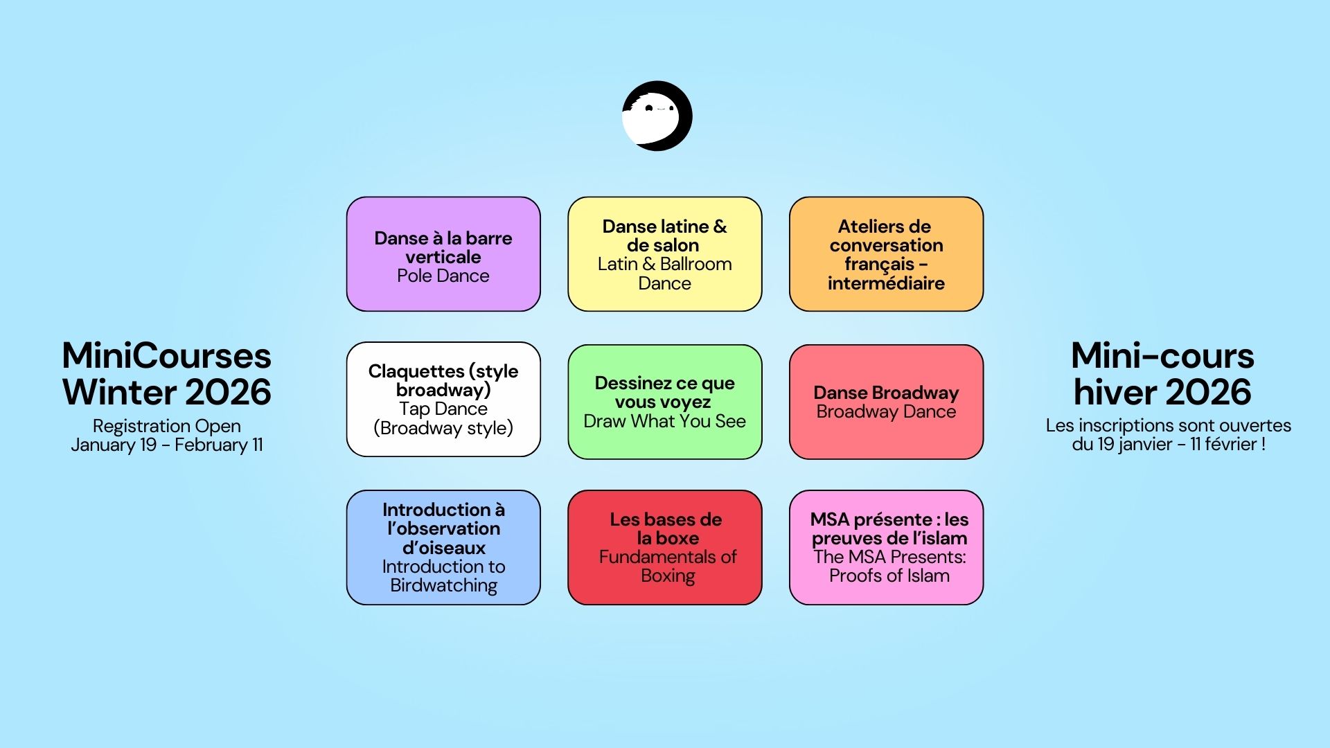 Vous ne vous êtes pas encore inscrit aux Minicours? Il est encore temps! ✨
