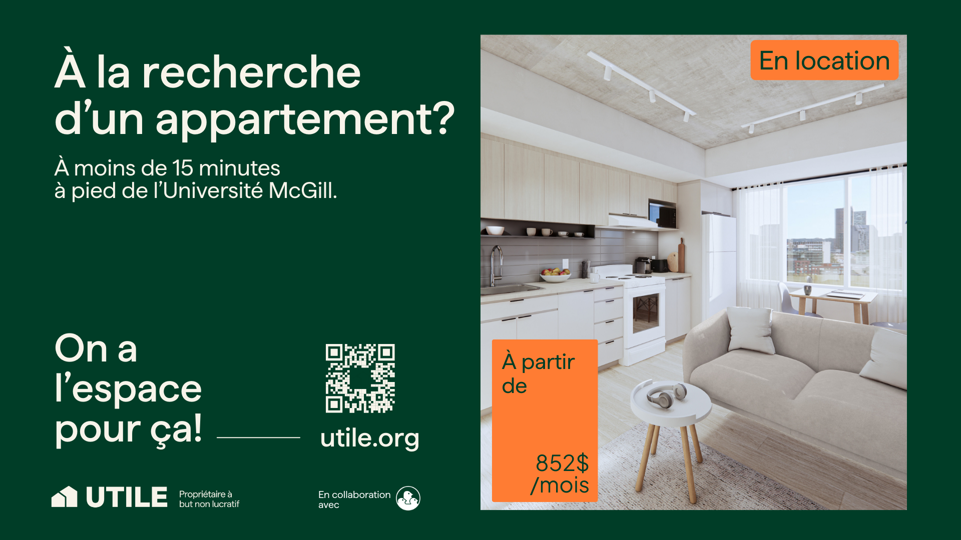 À LOUER – NOUVEAUX APPARTEMENTS PRÈS DE MCGILL!